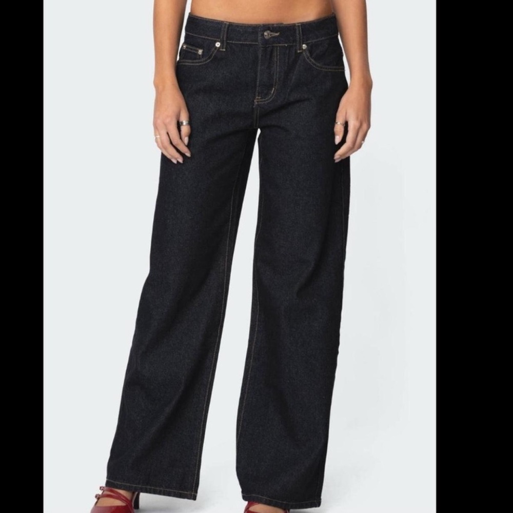 Edikted Raelynn Washed Low Rise Jeans, Size Small - Picture 3 of 7